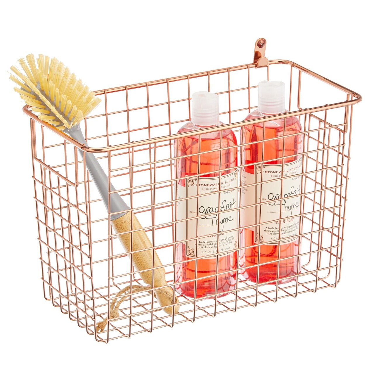 mDesign Metal Wall Mount Hanging Basket Shelf for Home Storage